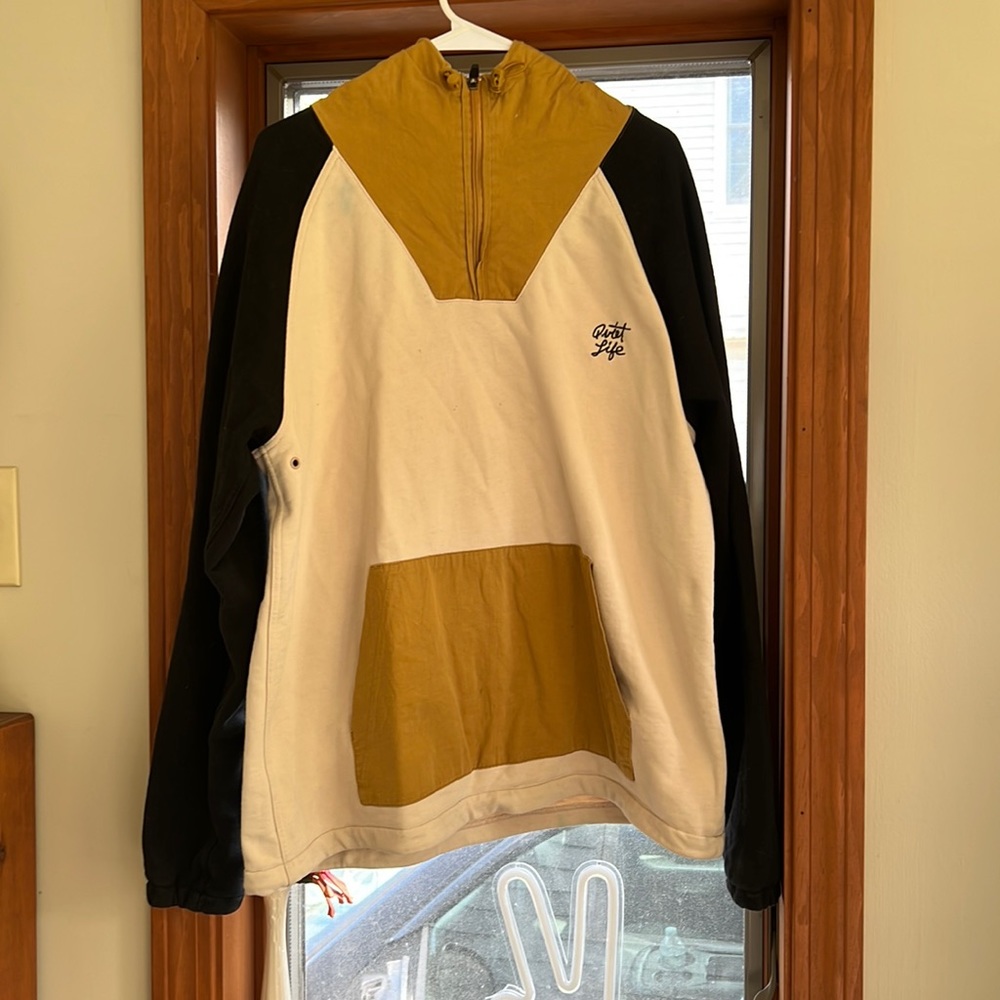 The Quiet Life skateboard apparel 3 color panel 1/4 zip hoodie